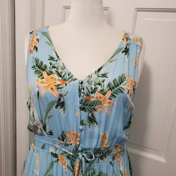 Lucky Brand Tropical Print Felice Sleeveless Midi Dress Size XL - Picture 2 of 9